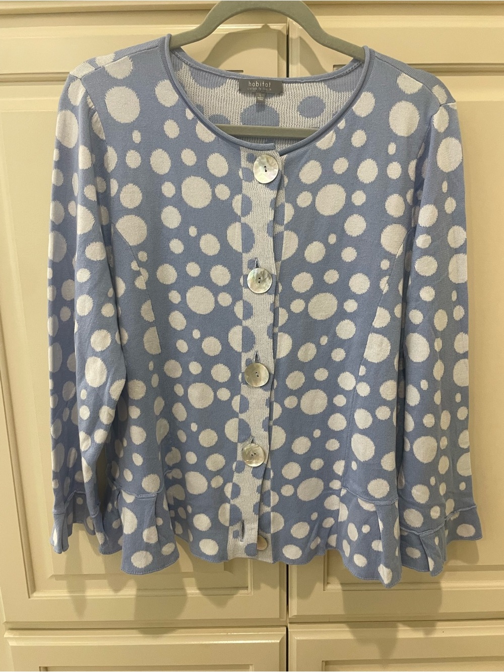Habitat Light Blue and White Polka Dot Cardigan Sweater - Picture 3 of 8